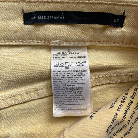 Banana Republic Pastel Yellow High-Rise Straight Ankle Cut Premium Denim Jeans - Picture 6 of 9